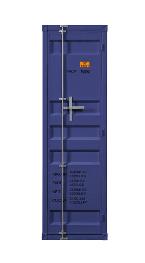 Benzara Industrial Style Metal Wardrobe With Recessed Door Front, Blue Blue Metal Bm204626