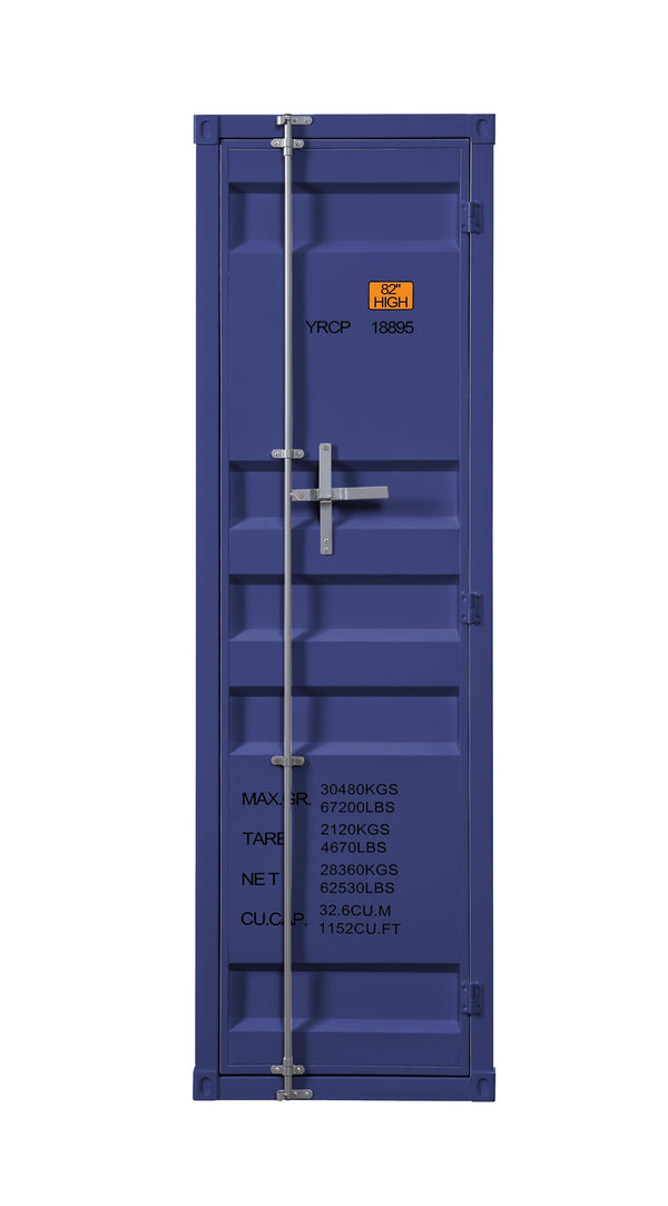 Benzara Industrial Style Metal Wardrobe With Recessed Door Front, Blue Blue Metal Bm204626
