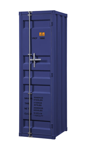 Benzara Industrial Style Metal Wardrobe With Recessed Door Front, Blue Blue Metal Bm204626