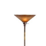 Benzara 3 Way Torchiere Floor Lamp With Frosted Glass Shade And Stable Base, Bronze Bronze Metal And Glass Bm220832