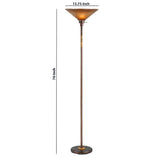 Benzara 3 Way Torchiere Floor Lamp With Frosted Glass Shade And Stable Base, Bronze Bronze Metal And Glass Bm220832