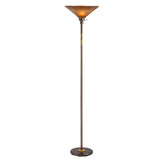 Benzara 3 Way Torchiere Floor Lamp With Frosted Glass Shade And Stable Base, Bronze Bronze Metal And Glass Bm220832