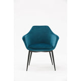 Benzara Velvet Upholstered Dining Chair With Padded Seat And Tapered Legs, Blue Blue Solid Wood,Fabric,Metal Bm221193