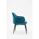 Benzara Velvet Upholstered Dining Chair With Padded Seat And Tapered Legs, Blue Blue Solid Wood,Fabric,Metal Bm221193