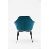 Benzara Velvet Upholstered Dining Chair With Padded Seat And Tapered Legs, Blue Blue Solid Wood,Fabric,Metal Bm221193