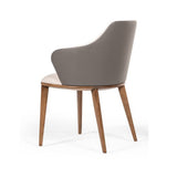 Benzara Fabric And Leatherette Dining Chair With Wooden Legs, Beige And Gray Beige And Gray Solid Wood,Leatherette And Fabric Bm223444