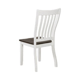 Benzara Farmhouse Wooden Dining Chair With Slatted Back, Set Of 2, White And Brown White And Brown Solid Wood,Mdf And Veneer Bm230304