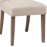 Benzara Fabric Dining Chair With Button Tufted Back, Set Of 2, Beige Beige Solid Wood And Fabric Bm230315