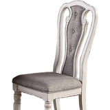 Benzara Dining Chair With Button Tufted Backrest, Padded Seat, Set Of 2, White And Gray White And Gray Wood And Fabric Bm233110