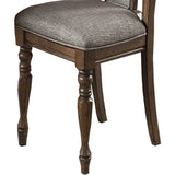 Benzara Wooden Dining Chair With Button Tufted Back, Set Of 2, Brown And Gray Brown And Gray Wood And Fabric Bm233133