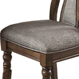 Benzara Wooden Dining Chair With Button Tufted Back, Set Of 2, Brown And Gray Brown And Gray Wood And Fabric Bm233133