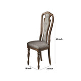 Benzara Wooden Dining Chair With Button Tufted Back, Set Of 2, Brown And Gray Brown And Gray Wood And Fabric Bm233133