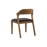 Benzara Curved Panel Back Dining Chair With Leatherette Seat, Brown Brown Solid Wood,Leatherette Bm239748