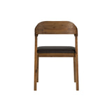 Benzara Curved Panel Back Dining Chair With Leatherette Seat, Brown Brown Solid Wood,Leatherette Bm239748