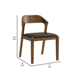 Benzara Curved Panel Back Dining Chair With Leatherette Seat, Brown Brown Solid Wood,Leatherette Bm239748