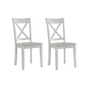 Benzara Wooden Dining Chair With X Shaped Back, Set Of 2, White White Mdf,Solid Wood Bm239757