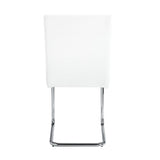 Benzara Tony 23 Inch Dining Side Chair, Vegan Faux Leather, Metal, Set Of 2, White White Metal And Vegan Faux Leather Bm279171