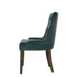 Benzara Esme 24 Inch Solid Wood Dining Chair, Velvet, Tufted, Set Of 2, Green Green,Brown Solid Wood,Fabric Bm280325