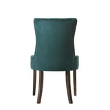 Benzara Esme 24 Inch Solid Wood Dining Chair, Velvet, Tufted, Set Of 2, Green Green,Brown Solid Wood,Fabric Bm280325