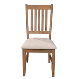 Benzara Tess 24 Inch Set Of 2 Dining Side Chair, Slatted Back, Beige Cushion, Brown Brown Pine Wood,Fabric Bm283850