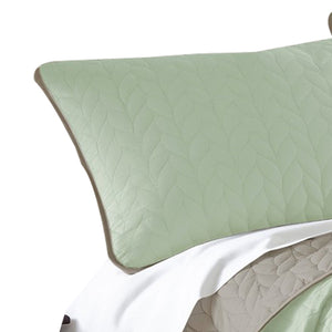 Benzara Eva 3 Piece King Microfiber Reversible Coverlet Set Quilted Gray Jade Green Gray,Green Microfiber Bm285664