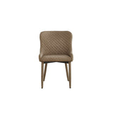 Benzara Tom 16 Inch Modern Dining Chair, Beige Vegan Faux Leather, Metal Legs Beige Vegan Faux Leather,Metal Bm288160