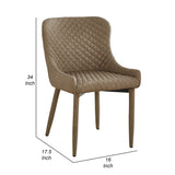 Benzara Tom 16 Inch Modern Dining Chair, Beige Vegan Faux Leather, Metal Legs Beige Vegan Faux Leather,Metal Bm288160