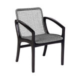 Tye 25 Inch Patio DIning Chair, Dark Eucalyptus Wood, Gray Rope Seating