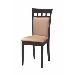 Benzara Transitional Brown Wood Frame Dining Chair, Beige Fabric, Set Of 2 Beige And Brown, Cappuccino Wood & Microfiber. Bm68980