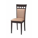 Transitional Brown Wood Frame Dining Chair, Beige Fabric, Set of 2