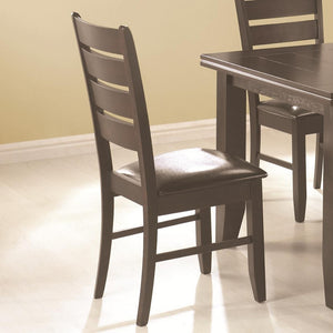 Benzara Wooden Dining Side Chair, Cappuccino Brown, Set Of 2 Brown Wood & Leather Bm69066