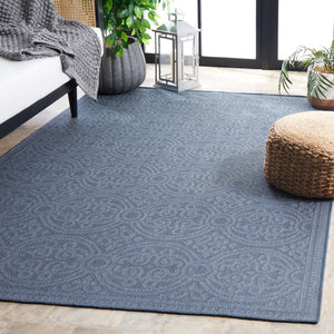 Safavieh Bermuda Elegant Navy Blue Area Rug - Durable Power Loomed Design For Indoor And Outdoor Spaces Navy Polypropylene Frize Bmu809n-8