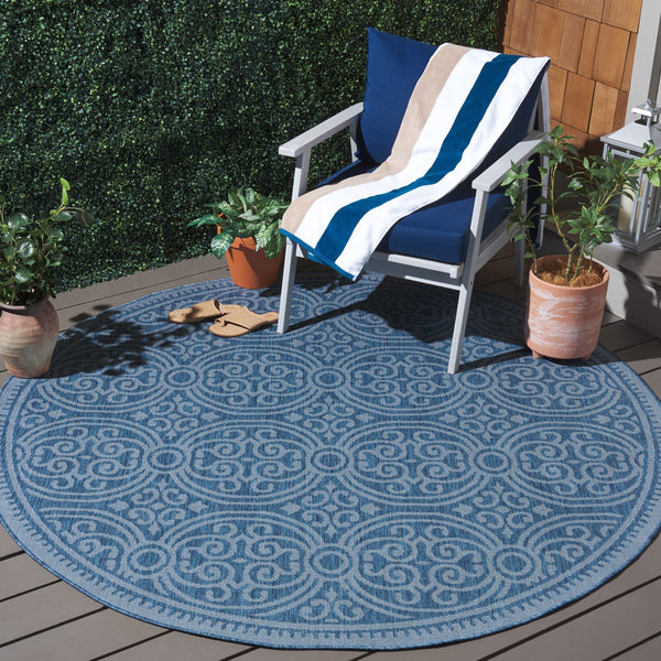 Safavieh Bermuda Elegant Navy Blue Area Rug - Durable Power Loomed Design For Indoor And Outdoor Spaces Navy Polypropylene Frize Bmu809n-8