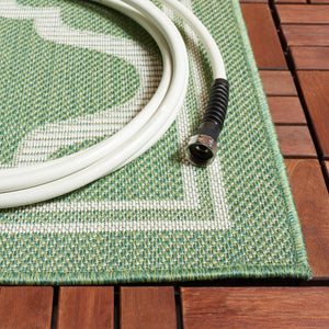 Safavieh Bermuda Exquisite Indoor/Outdoor Area Rug - Timeless Power Loomed Design With Elegant Patterns Green ,Ivory Polypropylene Frize Bmu810w-9