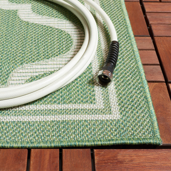 Safavieh Bermuda Exquisite Indoor/Outdoor Area Rug - Timeless Power Loomed Design With Elegant Patterns Green ,Ivory Polypropylene Frize Bmu810w-9