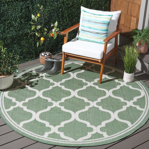Safavieh Bermuda Exquisite Indoor/Outdoor Area Rug - Timeless Power Loomed Design With Elegant Patterns Green ,Ivory Polypropylene Frize Bmu810w-9