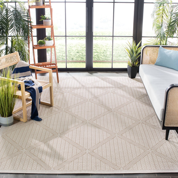 Safavieh Bermuda Elegant Geometric Area Rug – Durable, Eco-friendly, Perfect For Indoor & Outdoor Spaces Cream ,Beige Polypropylene Bmu811a-2