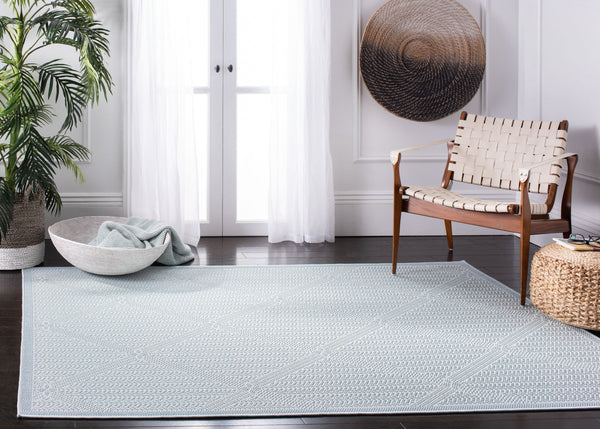 Safavieh Bermuda Elegant Geometric Area Rug – Durable, Eco-friendly, Perfect For Indoor & Outdoor Spaces Light Blue ,Ivory Polypropylene Bmu811m-2