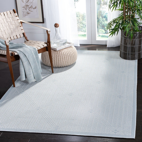 Safavieh Bermuda Elegant Geometric Area Rug – Durable, Eco-friendly, Perfect For Indoor & Outdoor Spaces Light Blue ,Ivory Polypropylene Bmu811m-2