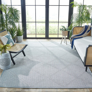 Safavieh Bermuda Elegant Geometric Area Rug – Durable, Eco-friendly, Perfect For Indoor & Outdoor Spaces Light Blue ,Ivory Polypropylene Bmu811m-2