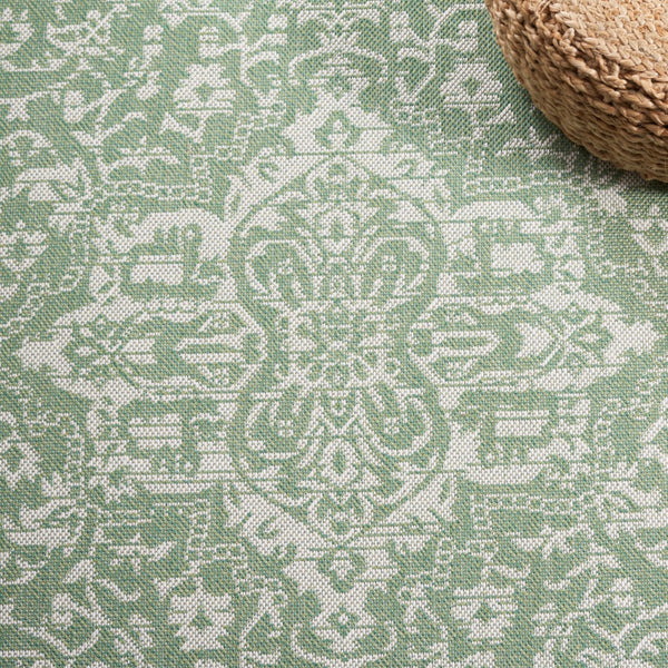 Safavieh Bermuda 813 Power Loomed Indoor / Outdoor Rug Green / Ivory 5'-3" x 7'-6"