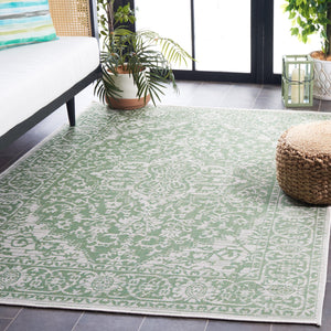 Safavieh Bermuda Timeless Elegance Area Rug - Versatile Indoor/Outdoor Design With Intricate Patterns & Durability Green ,Ivory Polypropylene Frize Bmu813y-7sq