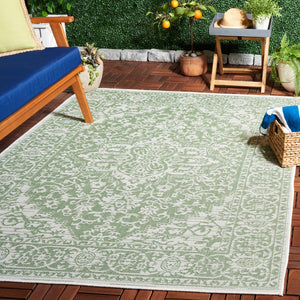 Safavieh Bermuda 813 Power Loomed Indoor / Outdoor Rug Green / Ivory 5'-3" x 7'-6"