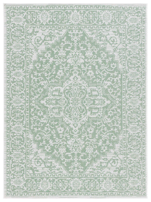 Safavieh Bermuda Timeless Elegance Area Rug - Versatile Indoor/Outdoor Design With Intricate Patterns & Durability Green ,Ivory Polypropylene Frize Bmu813y-7sq