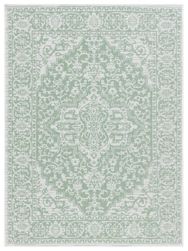 Safavieh Bermuda Timeless Elegance Area Rug - Versatile Indoor/Outdoor Design With Intricate Patterns & Durability Green ,Ivory Polypropylene Frize Bmu813y-7sq