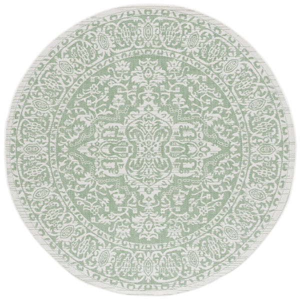 Safavieh Bermuda Timeless Elegance Area Rug - Versatile Indoor/Outdoor Design With Intricate Patterns & Durability Green ,Ivory Polypropylene Frize Bmu813y-7sq