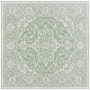 Safavieh Bermuda Timeless Elegance Area Rug - Versatile Indoor/Outdoor Design With Intricate Patterns & Durability Green ,Ivory Polypropylene Frize Bmu813y-7sq