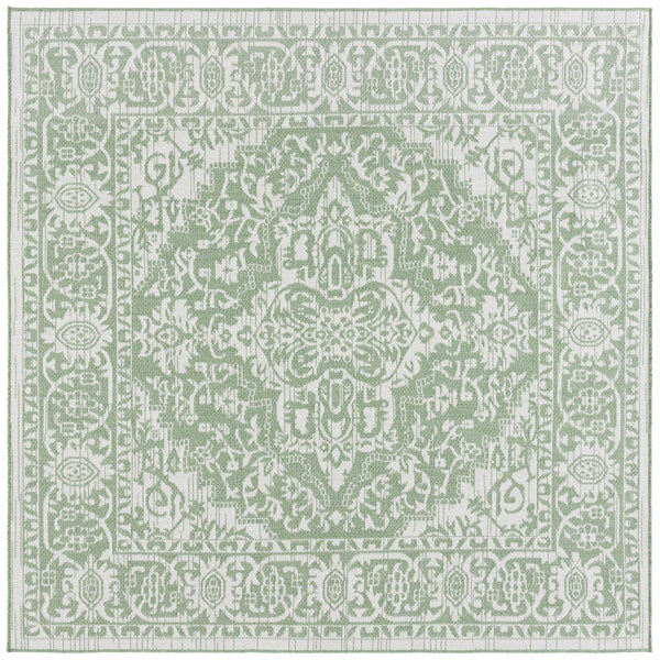 Safavieh Bermuda Timeless Elegance Area Rug - Versatile Indoor/Outdoor Design With Intricate Patterns & Durability Green ,Ivory Polypropylene Frize Bmu813y-7sq