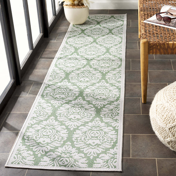 Safavieh Bermuda 9' X 12' Ivory/Green Area Rug - Elegant Indoor/Outdoor Design With Timeless Motifs & Comfort Ivory ,Green Polypropylene Frize Bmu821y-9