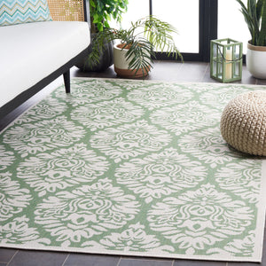 Safavieh Bermuda 9' X 12' Ivory/Green Area Rug - Elegant Indoor/Outdoor Design With Timeless Motifs & Comfort Ivory ,Green Polypropylene Frize Bmu821y-9